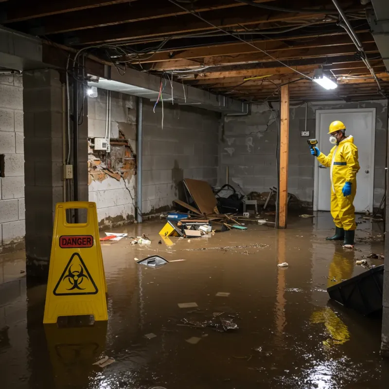 Flooded Basement Electrical Hazard in Columbus, IN Property