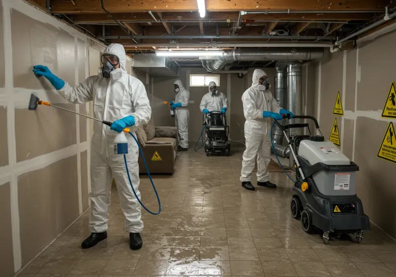 Basement Moisture Removal and Structural Drying process in Columbus, IN